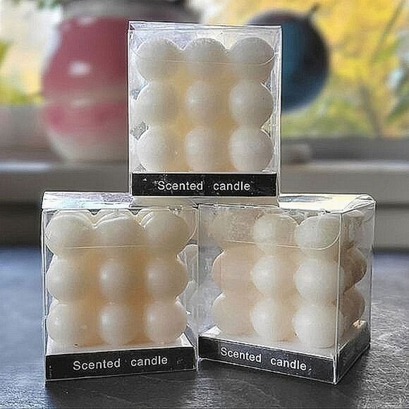 Lot of 3 | BNIB soy wax floral scented bubble cube candles - Picture 3 of 5